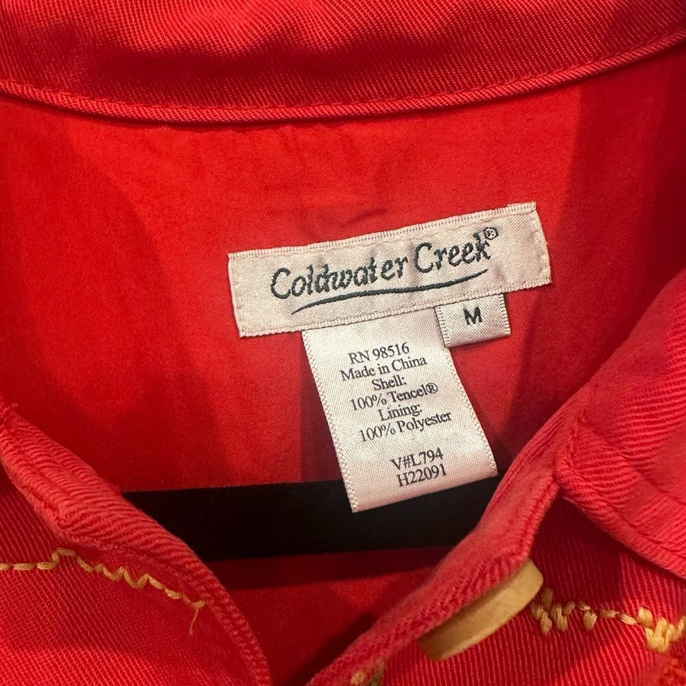 Coldwater Jacket Blazer Shacket Colorful Embroidered Red Button-Up - Picture 3 of 9